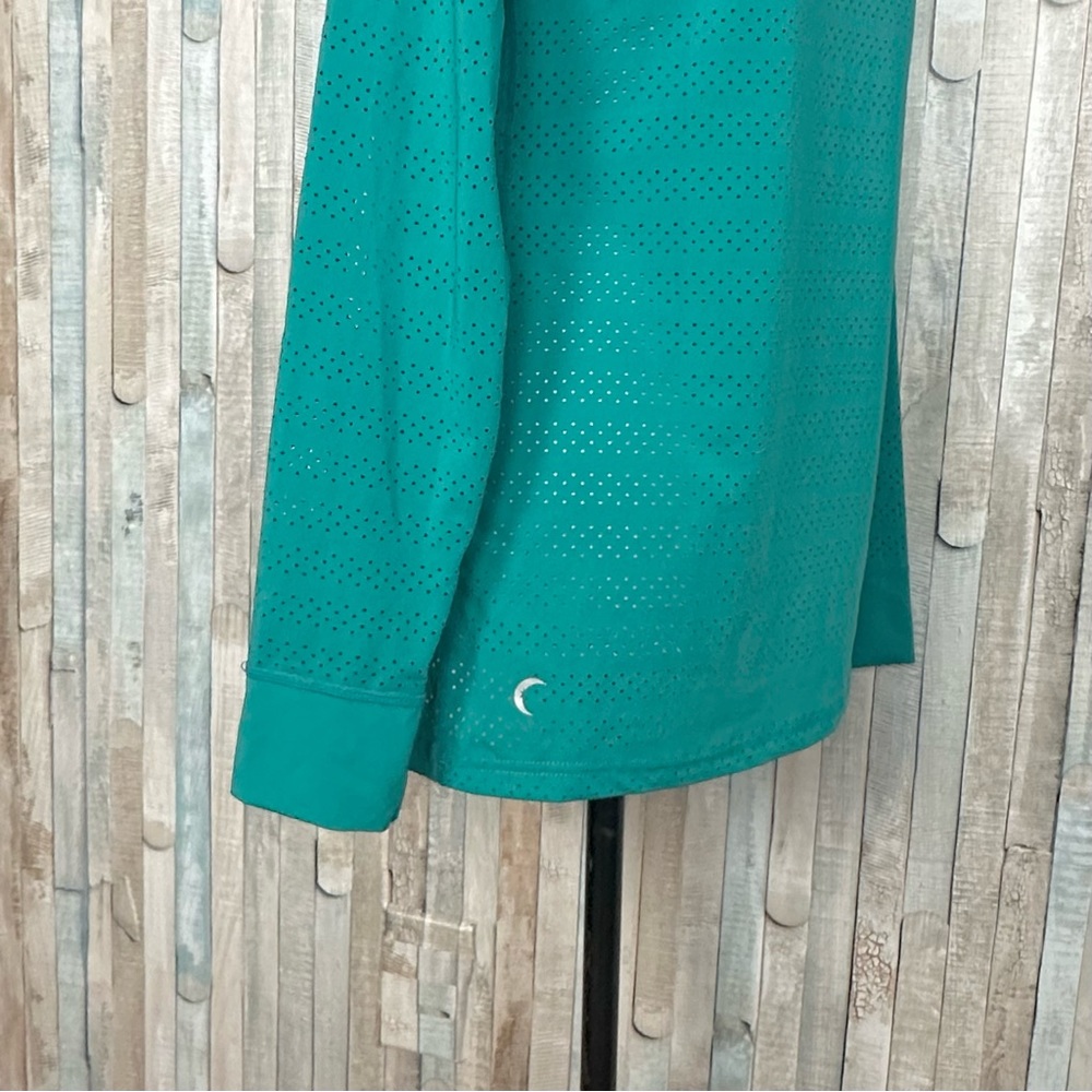 Zyia Active S Teal Chill Long Sleeve Crew Neck Perforated Mesh Top Tee T-Shirt - Picture 6 of 12